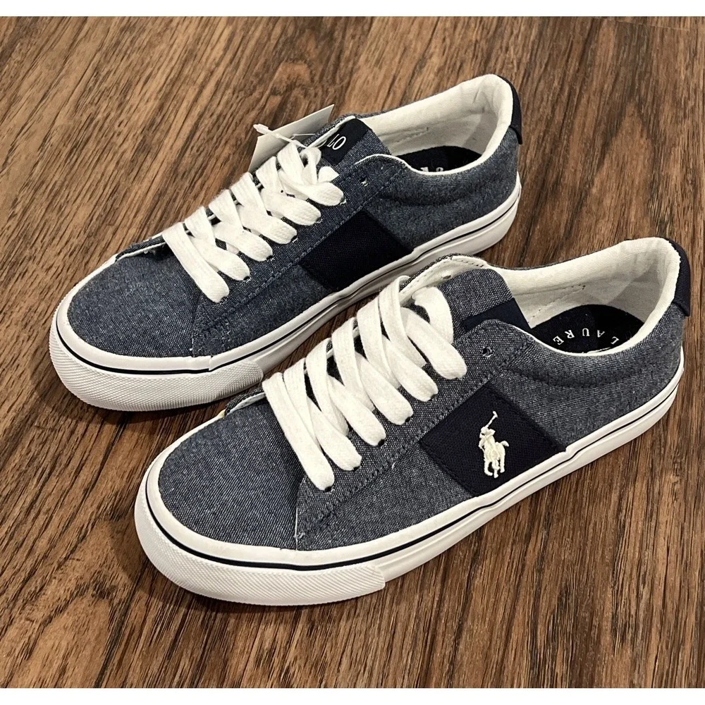 Polo Ralph Lauren Sneakers Sayer Boys Shoes Size 4 Blue Canvas